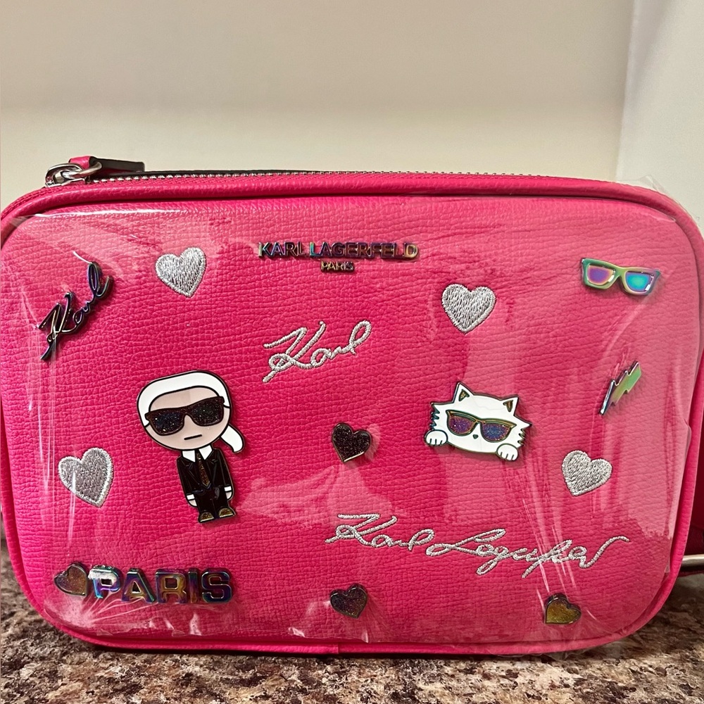 KARL LAGERFELD PARIS Embellished Hearts Crossbody Bag and Coin Purse NWT